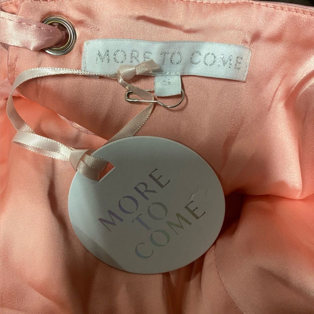 More To Come Cecilia Corset Top Blush pink satin lace up bustier Revolve S - Picture 6 of 9